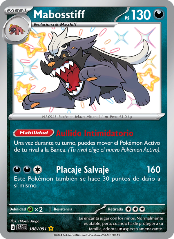 Mabosstiff 188 — Destinos de Paldea (Spanish Pokémon TCG card)