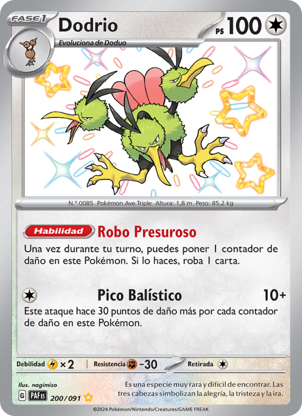 Dodrio 200 — Destinos de Paldea (Spanish Pokémon TCG card)