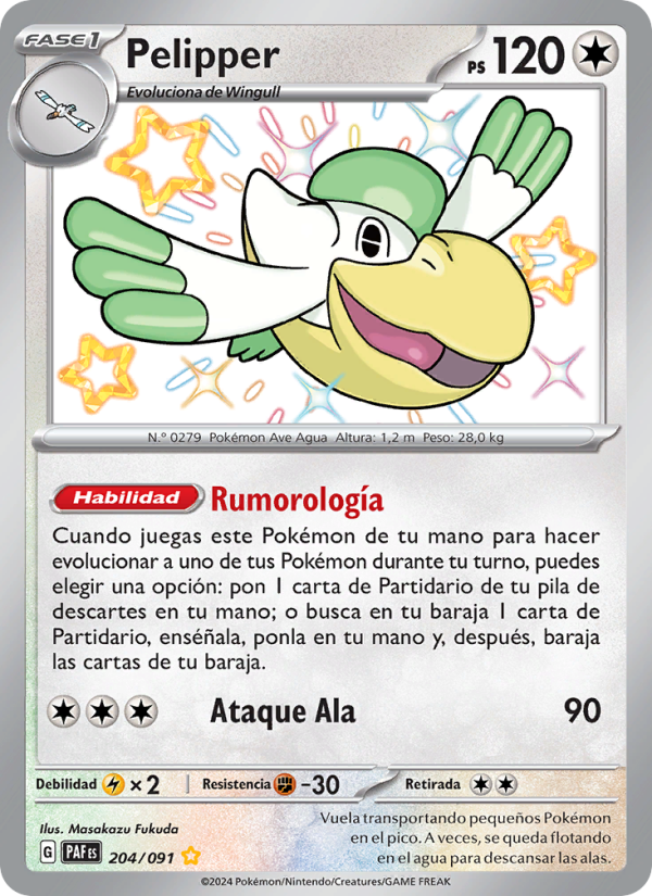 Pelipper 204 — Destinos de Paldea (Spanish Pokémon TCG card)