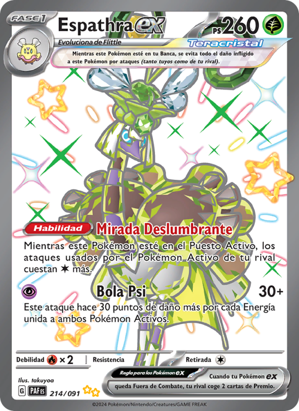 Espathra ex 214 — Destinos de Paldea (Spanish Pokémon TCG card)