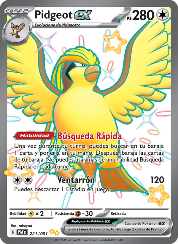 Pidgeot ex 221 — Destinos de Paldea (Spanish Pokémon TCG card)
