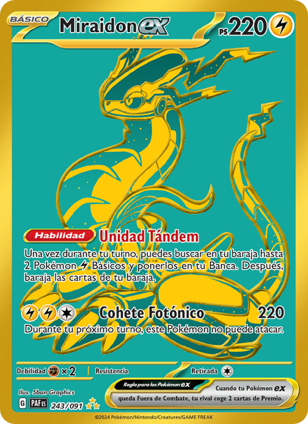 Miraidon ex 243 — Destinos de Paldea (Spanish Pokémon TCG card)