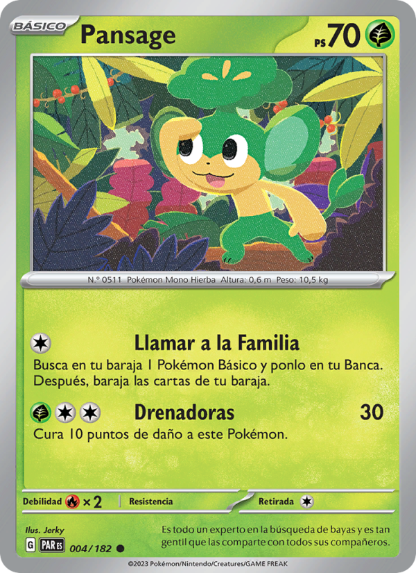 Pansage 004 — Brecha Paradójica (Spanish Pokémon TCG card)