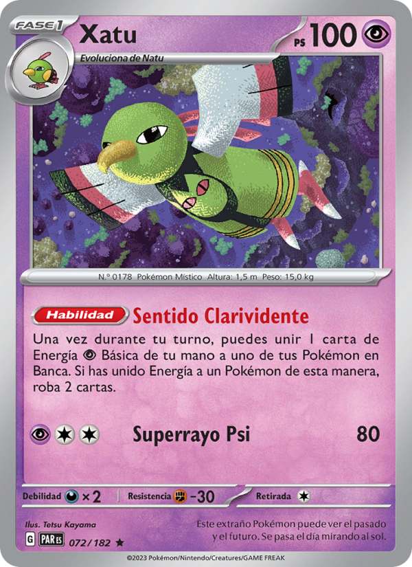 Xatu 072 — Brecha Paradójica (Spanish Pokémon TCG card)