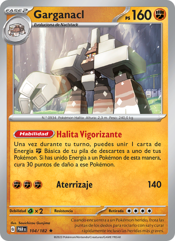 Garganacl 104 — Brecha Paradójica (Spanish Pokémon TCG card)