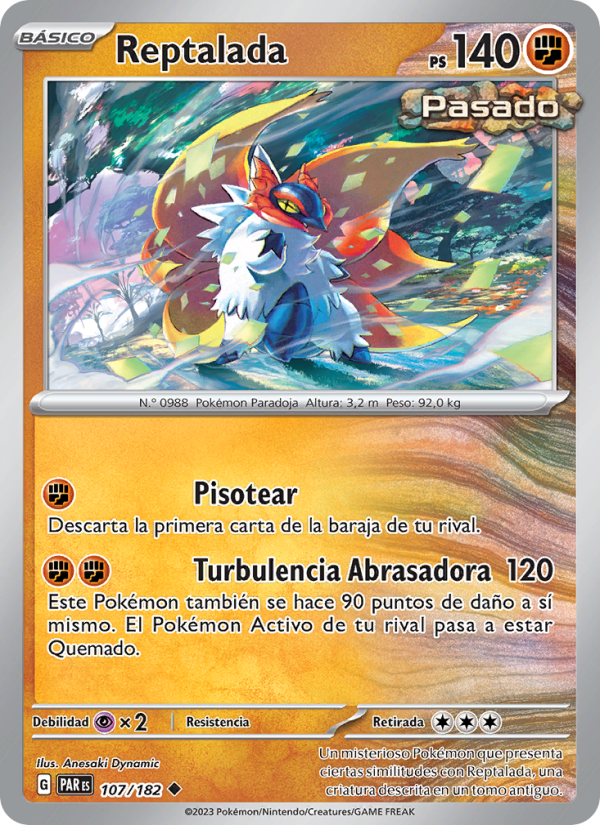 Reptalada 107 — Brecha Paradójica (Spanish Pokémon TCG card)