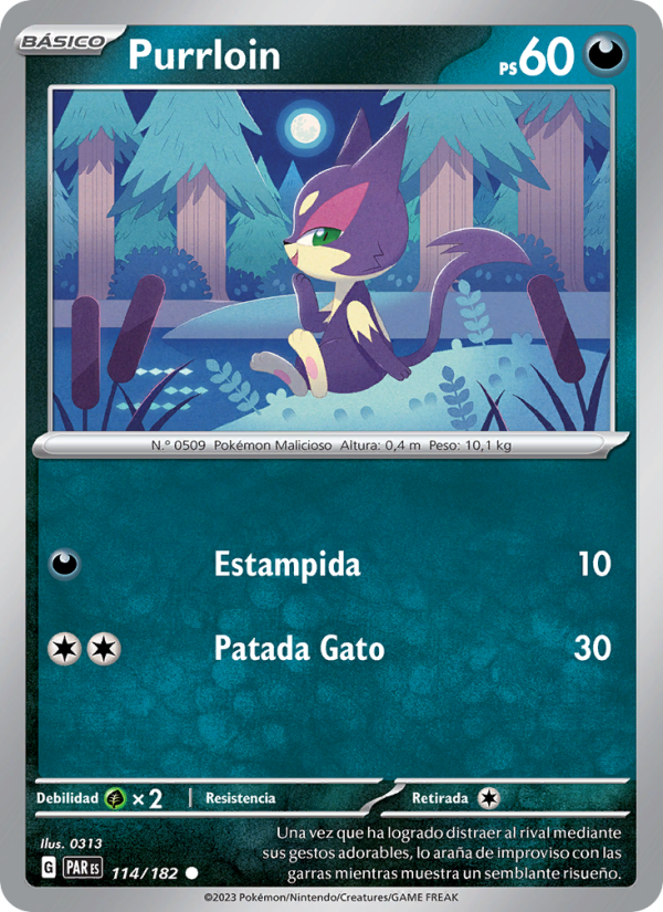 Purrloin 114 — Brecha Paradójica (Spanish Pokémon TCG card)