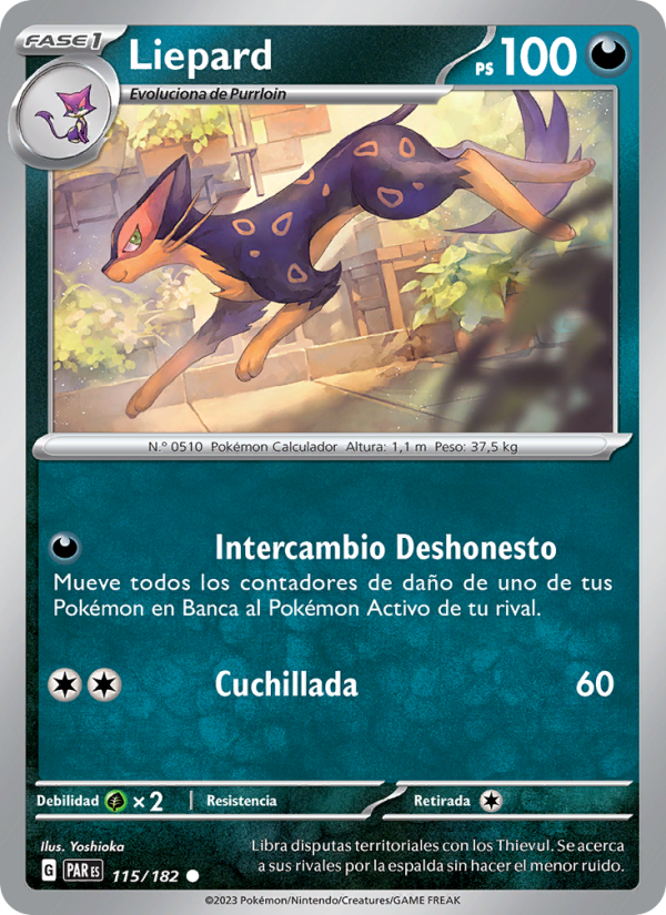 Liepard 115 — Brecha Paradójica (Spanish Pokémon TCG card)