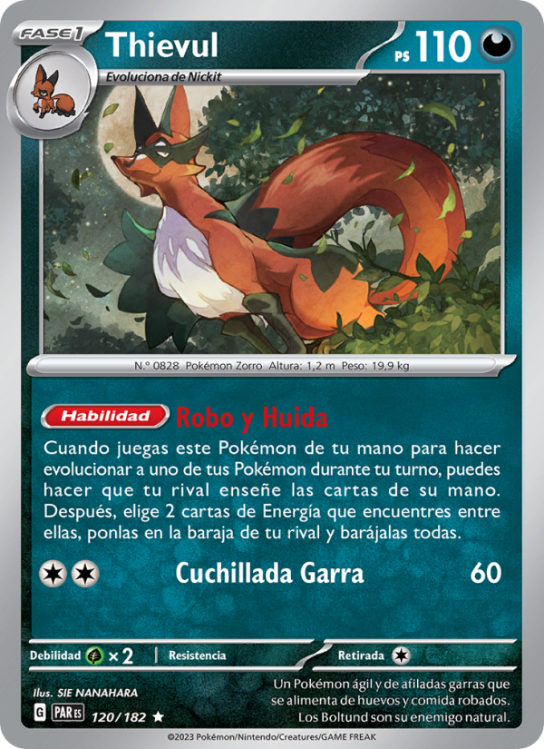 Thievul 120 — Brecha Paradójica (Spanish Pokémon TCG card)