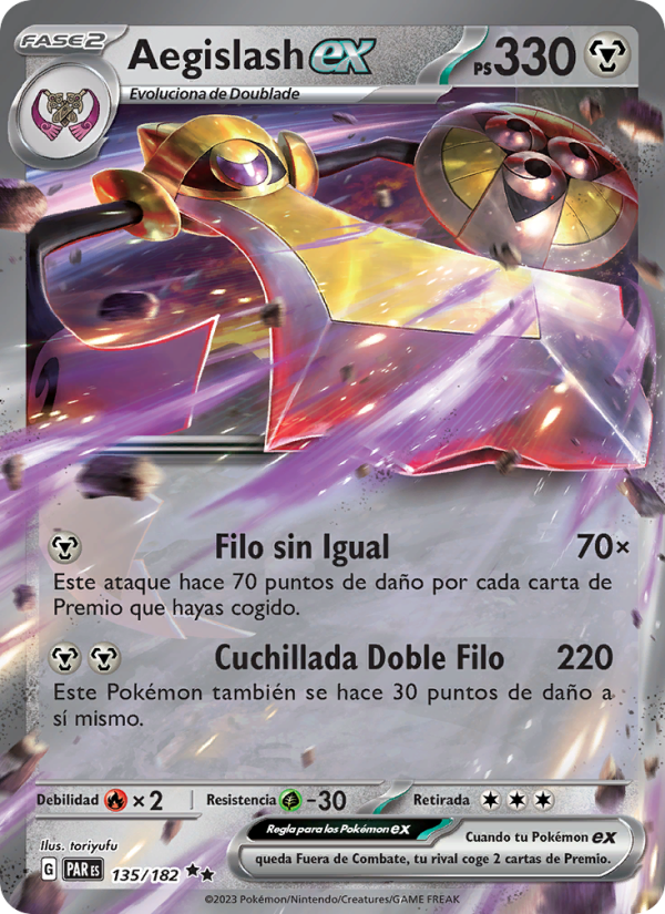 Aegislash ex 135 — Brecha Paradójica (Spanish Pokémon TCG card)