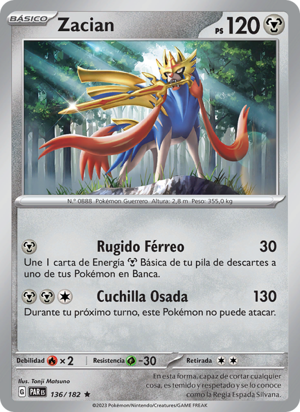 Zacian 136 — Brecha Paradójica (Spanish Pokémon TCG card)
