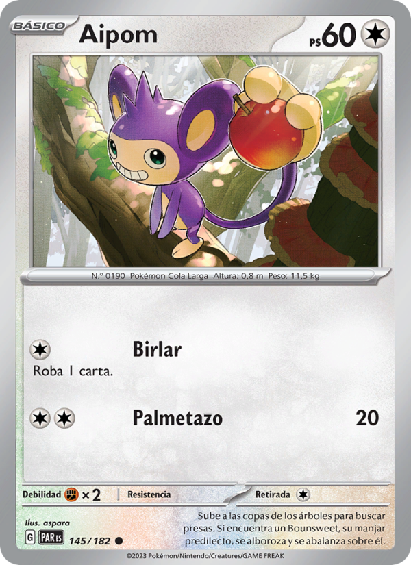 Aipom 145 — Brecha Paradójica (Spanish Pokémon TCG card)
