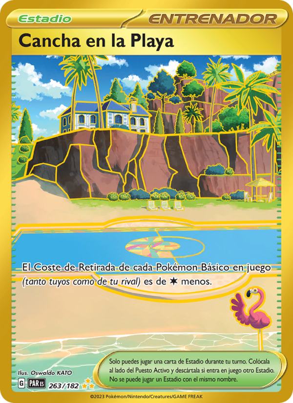 Cancha en la Playa 263 — Brecha Paradójica (Spanish Pokémon TCG card)