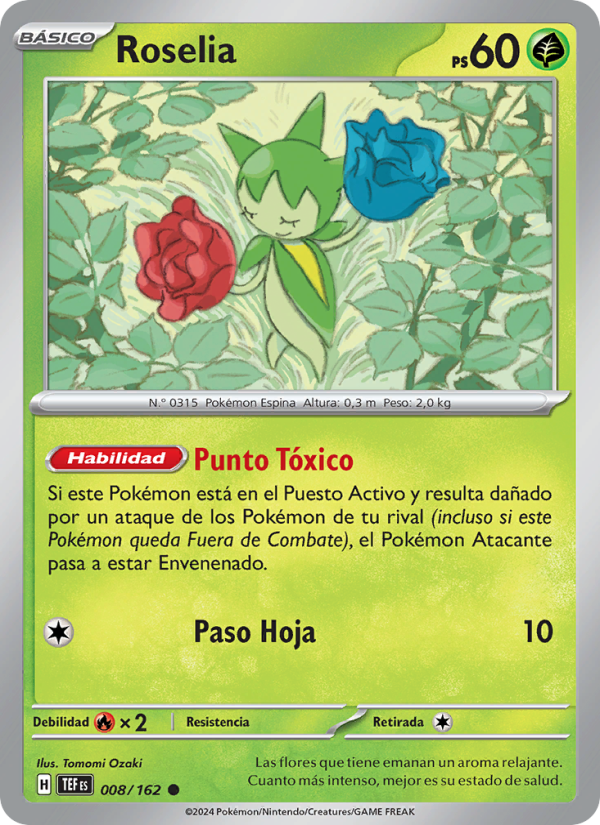 Roselia 008 — Fuerzas Temporales (Spanish Pokémon TCG card)
