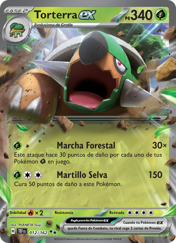 Torterra ex 012 — Fuerzas Temporales (Spanish Pokémon TCG card)