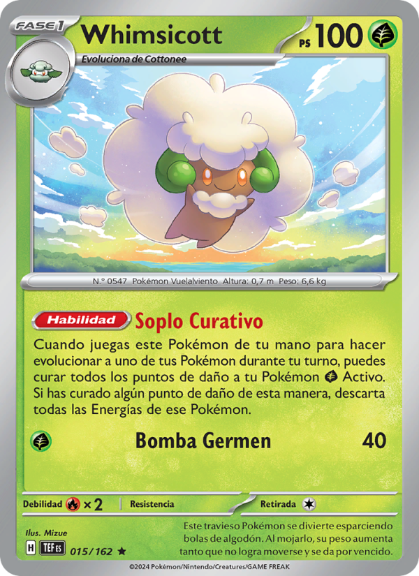 Whimsicott 015 — Fuerzas Temporales (Spanish Pokémon TCG card)