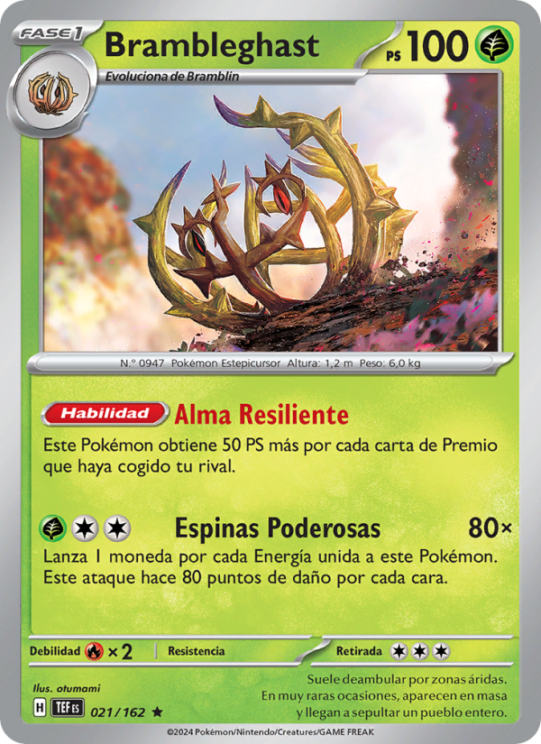 Brambleghast 021 — Fuerzas Temporales (Spanish Pokémon TCG card)