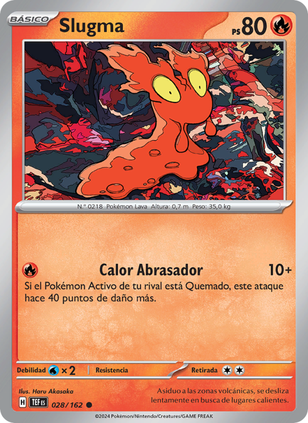 Slugma 028 — Fuerzas Temporales (Spanish Pokémon TCG card)
