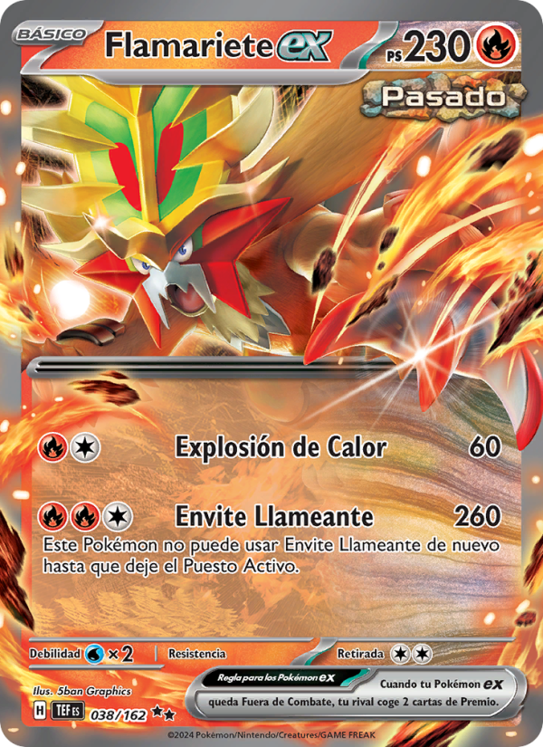 Flamariete ex 038 — Fuerzas Temporales (Spanish Pokémon TCG card)