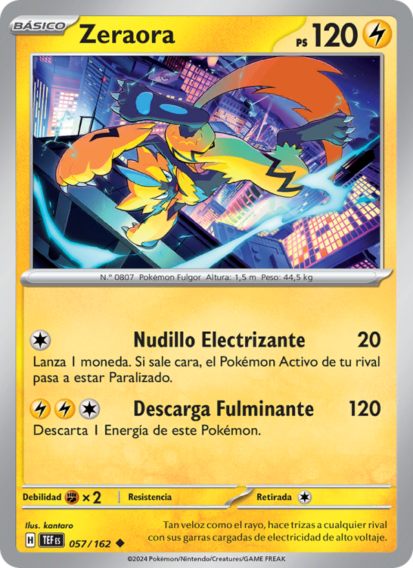 Zeraora 057 — Fuerzas Temporales (Spanish Pokémon TCG card)
