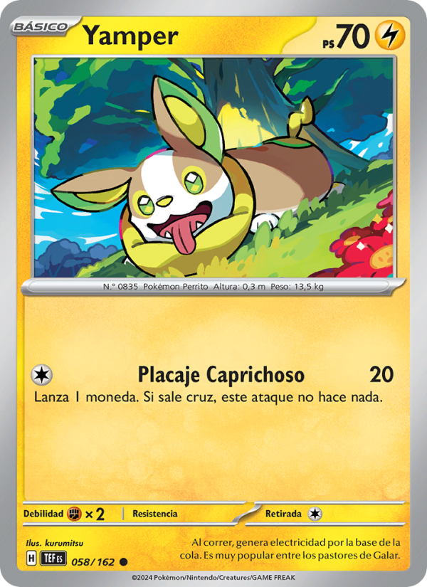 Yamper 058 — Fuerzas Temporales (Spanish Pokémon TCG card)