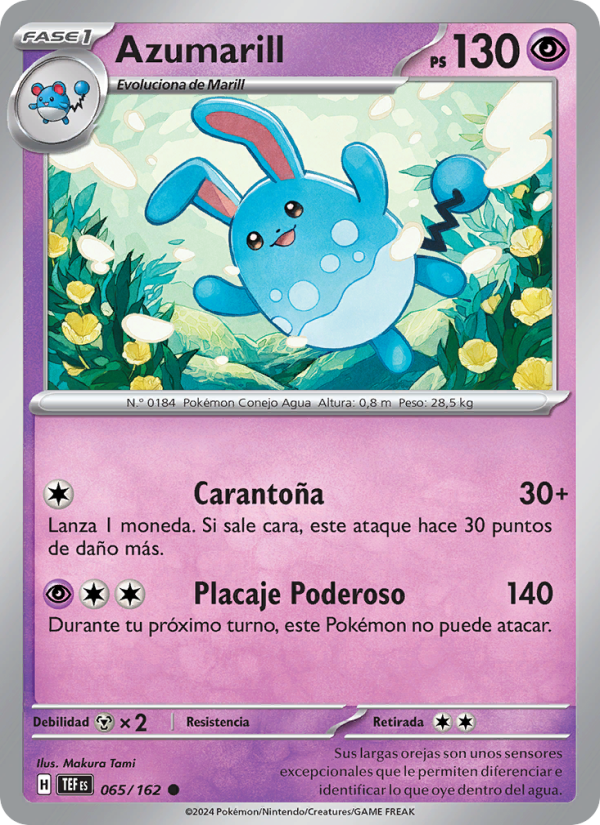 Azumarill 065 — Fuerzas Temporales (Spanish Pokémon TCG card)