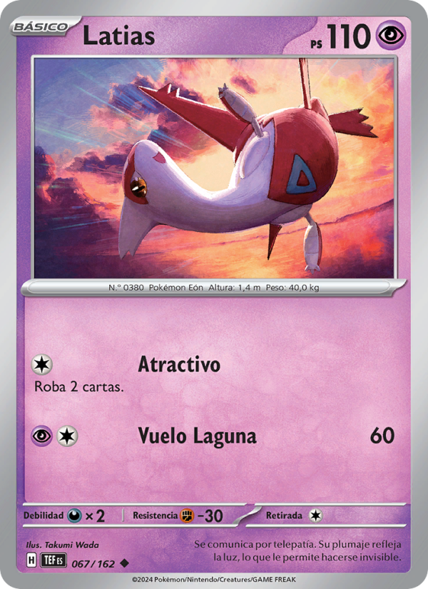 Latias 067 — Fuerzas Temporales (Spanish Pokémon TCG card)