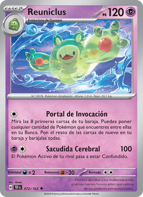 Reuniclus 072 — Fuerzas Temporales (Spanish Pokémon TCG card)