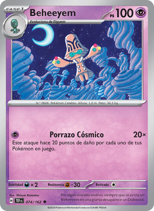 Beheeyem 074 — Fuerzas Temporales (Spanish Pokémon TCG card)