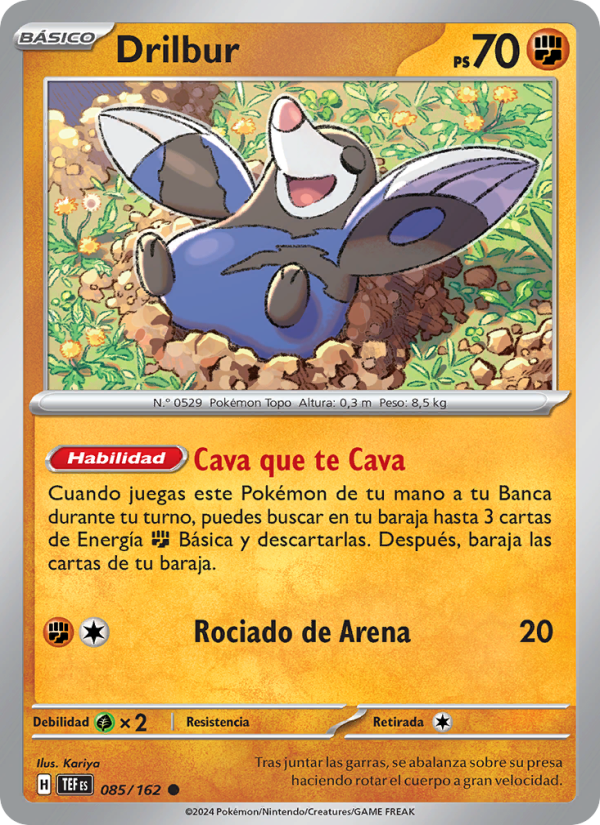 Drilbur 085 — Fuerzas Temporales (Spanish Pokémon TCG card)