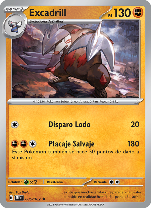 Excadrill 086 — Fuerzas Temporales (Spanish Pokémon TCG card)
