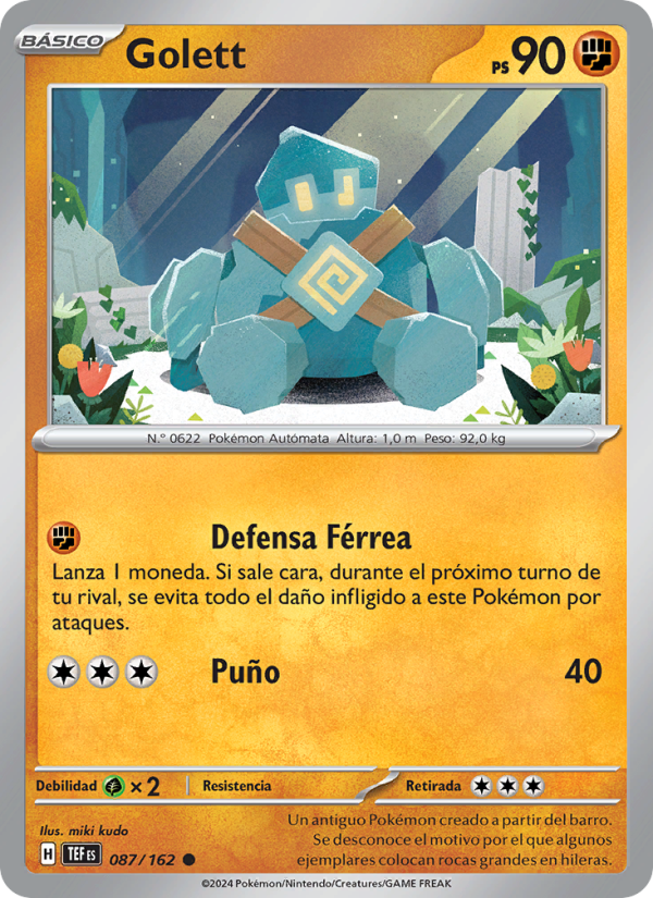 Golett 087 — Fuerzas Temporales (Spanish Pokémon TCG card)