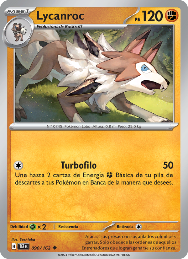 Lycanroc 090 — Fuerzas Temporales (Spanish Pokémon TCG card)