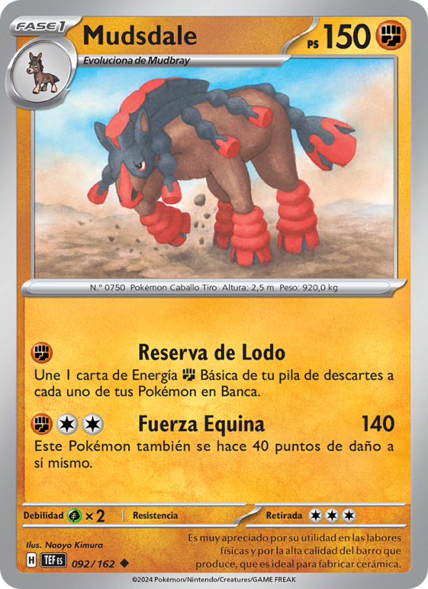 Mudsdale 092 — Fuerzas Temporales (Spanish Pokémon TCG card)