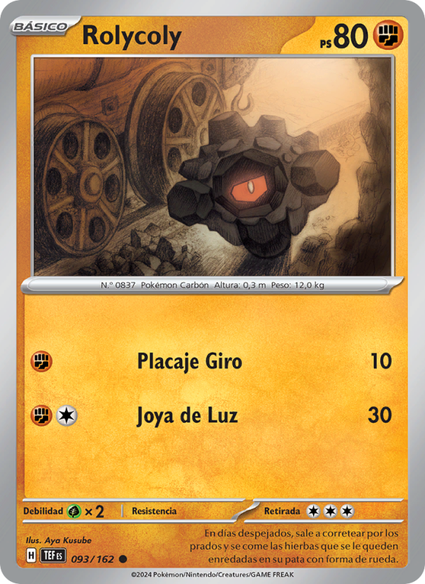 Rolycoly 093 — Fuerzas Temporales (Spanish Pokémon TCG card)