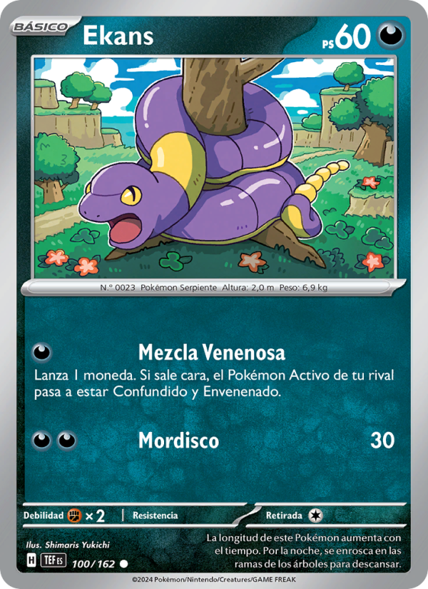 Ekans 100 — Fuerzas Temporales (Spanish Pokémon TCG card)