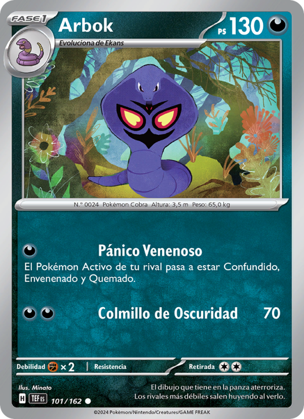 Arbok 101 — Fuerzas Temporales (Spanish Pokémon TCG card)