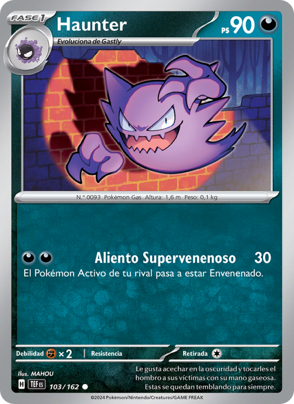 Haunter 103 — Fuerzas Temporales (Spanish Pokémon TCG card)