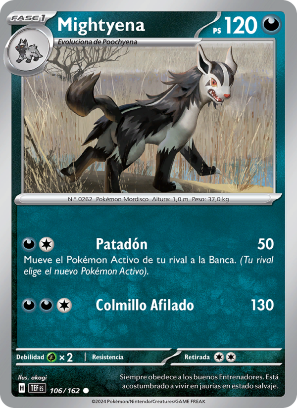 Mightyena 106 — Fuerzas Temporales (Spanish Pokémon TCG card)