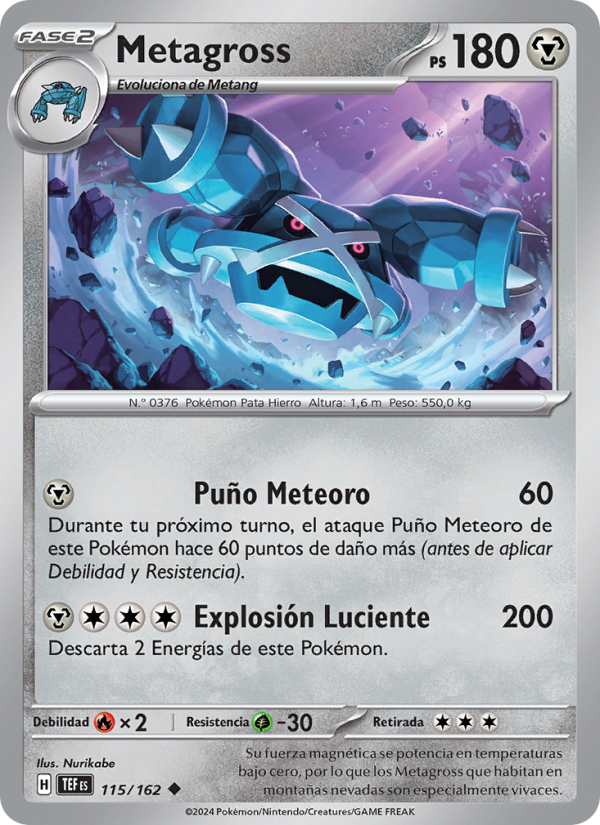 Metagross 115 — Fuerzas Temporales (Spanish Pokémon TCG card)