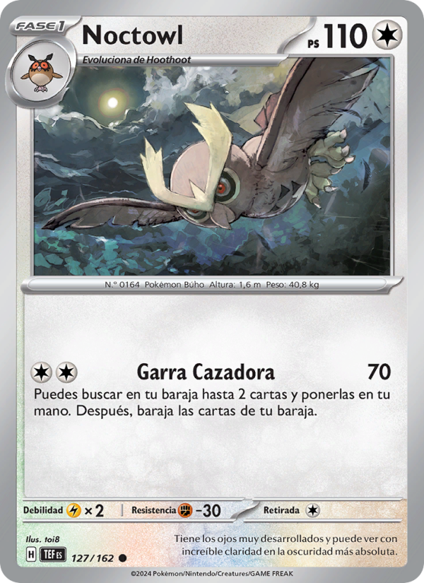 Noctowl 127 — Fuerzas Temporales (Spanish Pokémon TCG card)