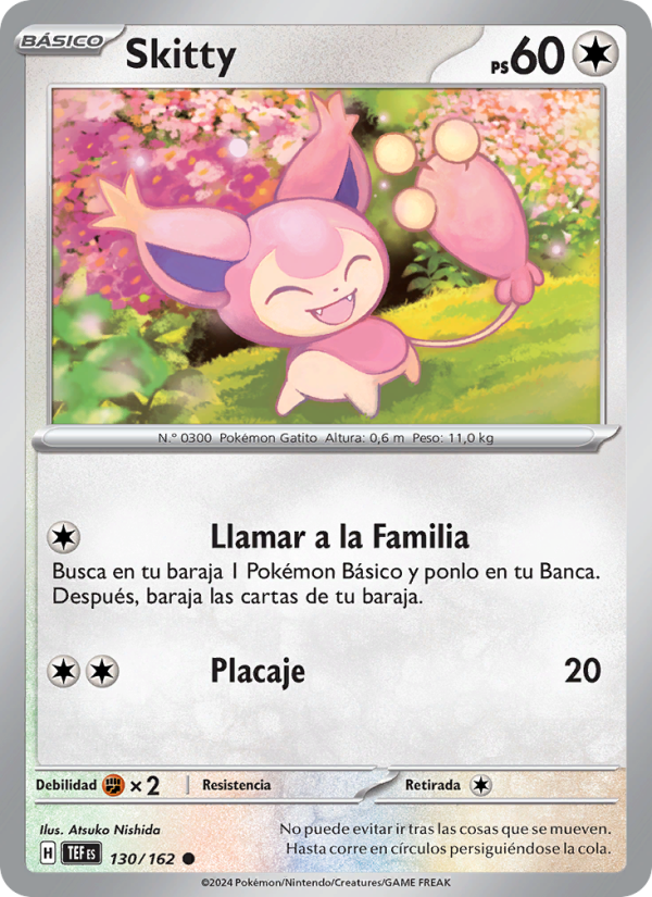 Skitty 130 — Fuerzas Temporales (Spanish Pokémon TCG card)