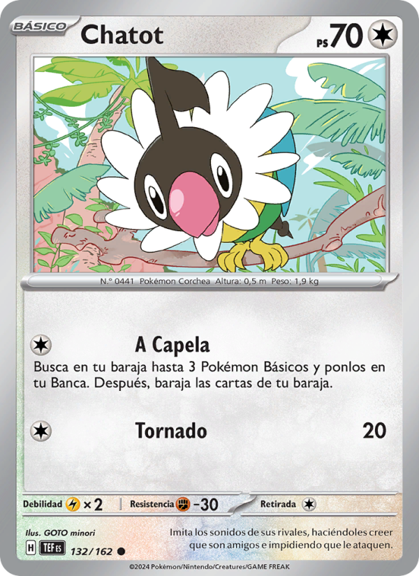 Chatot 132 — Fuerzas Temporales (Spanish Pokémon TCG card)