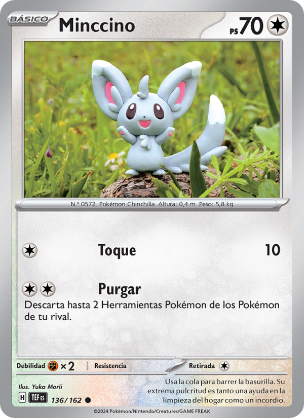 Minccino 136 — Fuerzas Temporales (Spanish Pokémon TCG card)