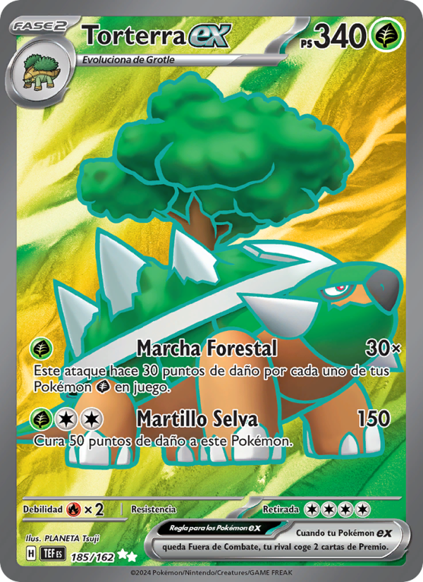 Torterra ex 185 — Fuerzas Temporales (Spanish Pokémon TCG card)