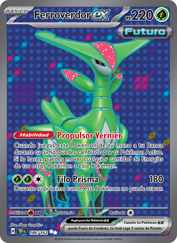 Ferroverdor ex 186 — Fuerzas Temporales (Spanish Pokémon TCG card)