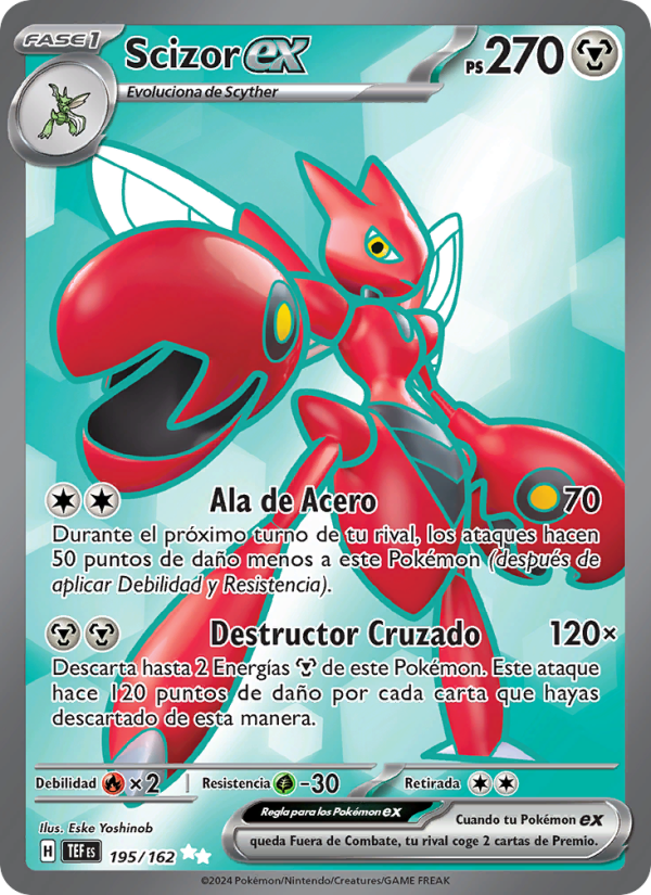 Scizor ex 195 — Fuerzas Temporales (Spanish Pokémon TCG card)