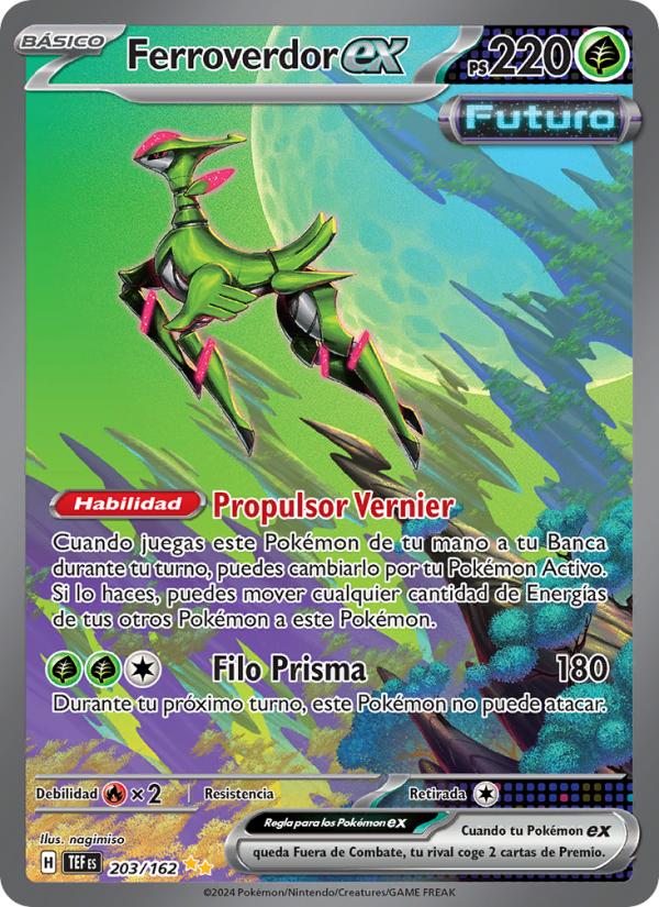 Ferroverdor ex 203 — Fuerzas Temporales (Spanish Pokémon TCG card)