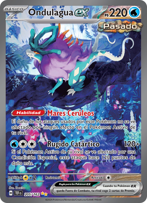 Ondulagua ex 205 — Fuerzas Temporales (Spanish Pokémon TCG card)