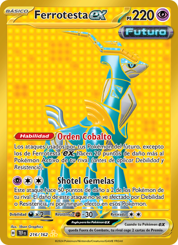 Ferrotesta ex 216 — Fuerzas Temporales (Spanish Pokémon TCG card)